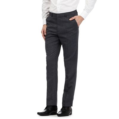 The Collection Big and tall navy herringbone flat front trousers